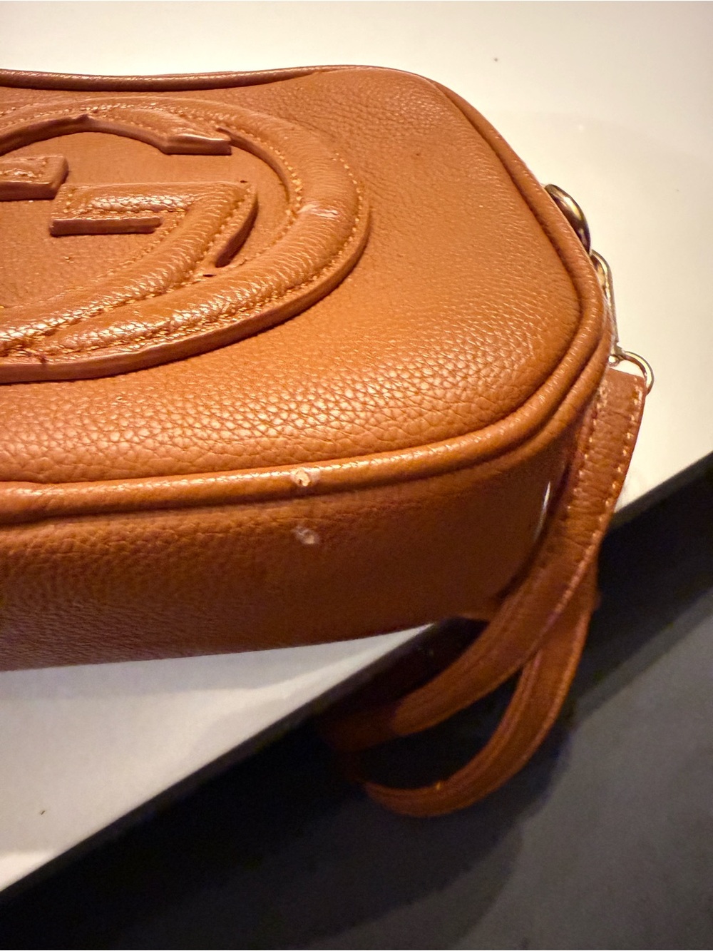 Gucci Brown Pebbled Leather Crossbody Camera Bag - Picture 5 of 7